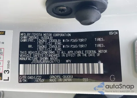 2024 Toyota 4Runner Trd Off Road Premium из США, поврежденный, VIN JTERU5JR5R6267713